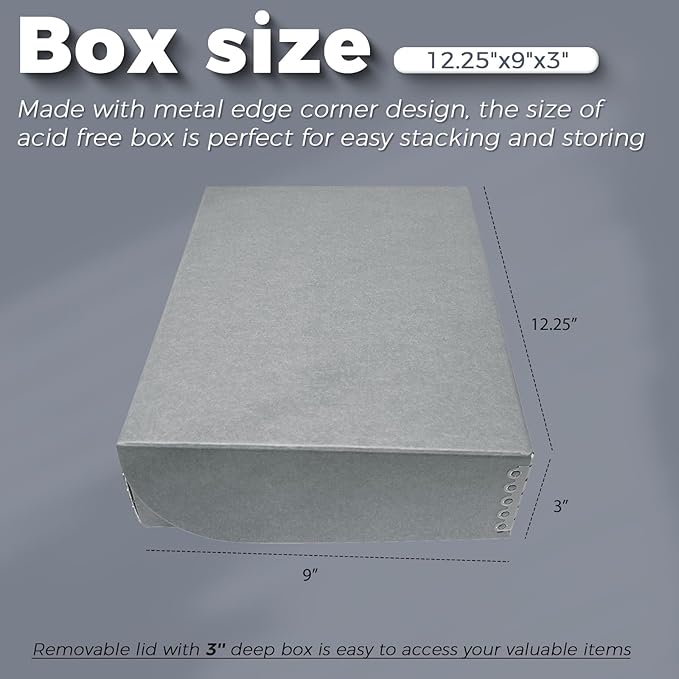 Lineco, 9x12 Clamshell Archival Folio Storage Box, 3" Deep, Acid-Free with Metal Edge Preservation Box. Preserves Picture Magazines Longevity, Organize Photos or Documents, Artwork, DIY, Pack of 2