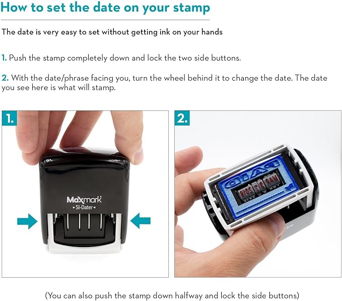 MaxMark Office Self Inking Date Stamp with Phrase Posted - Red Ink