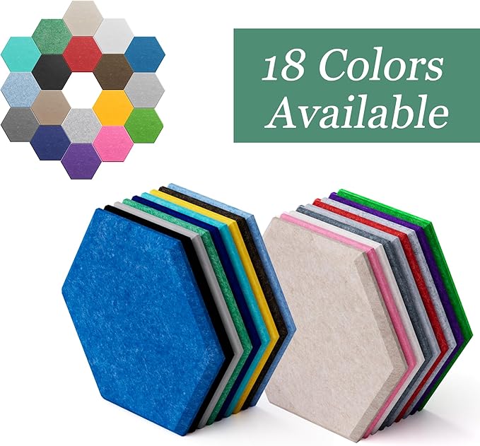 Hexagonal Acoustic Panels-12 Pack High-Density Sound Absorbing Panels 12"X10"X0.4" for Enhanced Noise Reduction, DIY Design, Idea for Studios, Offices, and Home Theaters(Dark Camel)
