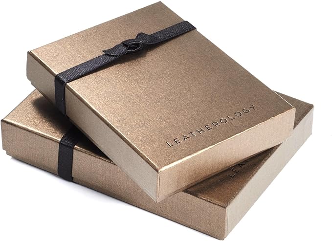 Leatherology Cognac Business Card Case, Magnetic Closure ID Holder, Full Grain Leather