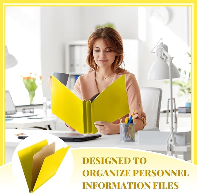 Skyygemm 48 Pcs Classification Folders Letter Size, 1 Divider Pressboard File Folder with Fasteners, Expanding File Organizer Bulk for School Teachers, Office Employee, Coworker, Staff (Yellow)