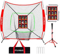 7x7ft Baseball & Softball Practice Net with Numbered Strike Zone & Batting Tee - Heavy Duty Portable Hitting Pitching Training Net for Accuracy and Swing Practice, Includes Carry Bag