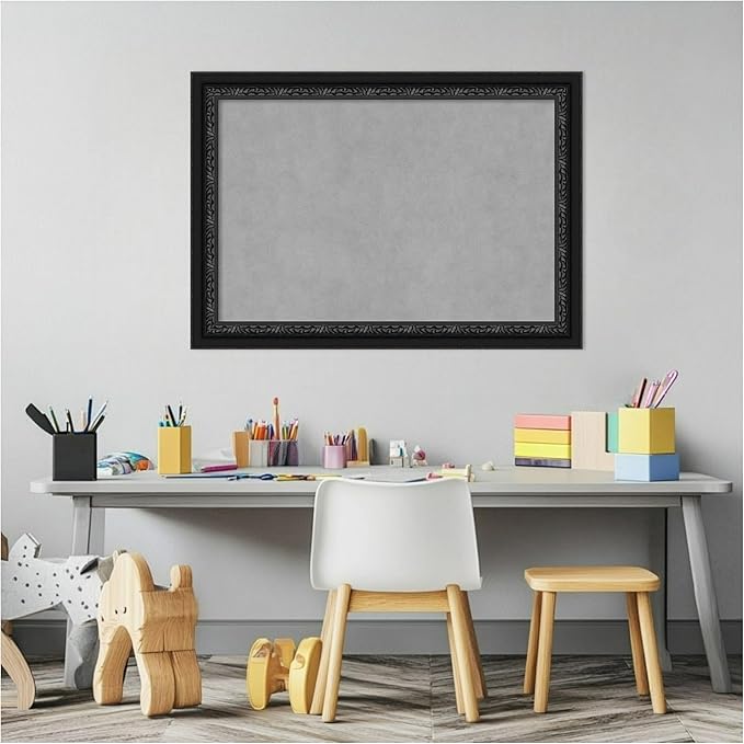 Amanti Art Black Framed Magnetic Board 20x28 Medium Vision Board for use with Magnets, 100% Metal Sheet to Display Items as Office Decor or for Home Organization in mudroom, Kitchen or Kids Room
