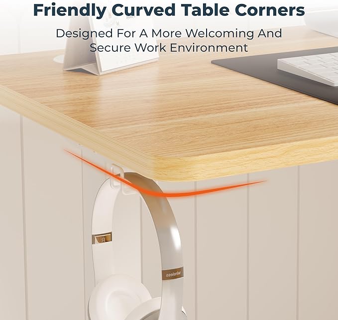 FitStand Adjustable Stand Up Desk Standing Desk, 40x24 Inches Home Office Desks with Memory Preset Computer Workstation, Splice Maple Top + White Frame