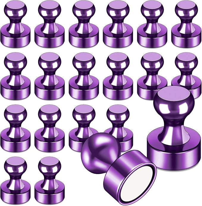 LOVIMAG Fridge Magnets 20Pcs Refrigerator Whiteboard Small Strong Magnet Classroom Kitchen Accessories Decorative Locker Set Decor Must Haves Office Calendar Refrigerador Magnetic Cute Crafts Purple