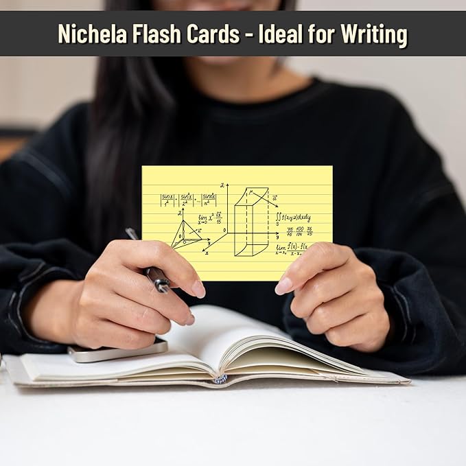 300 Count Index Cards 3 x 5 Inch Ruled Yellow Index Cards, Flash Cards College Ruled for School, College, Office and Home Organization, Durable Study To Do List Note Cards with Ruled Lines