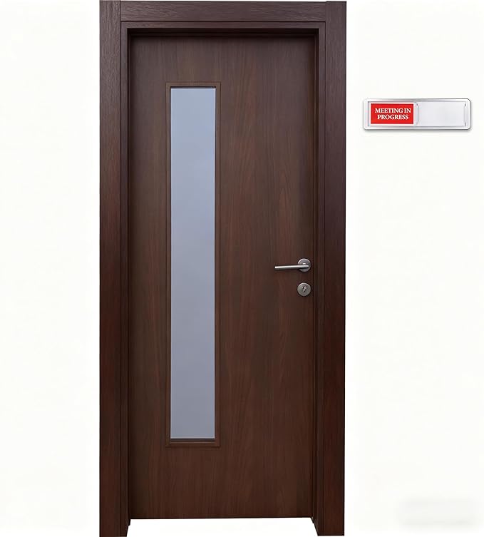 Meeting in Progress or Vacant Door Sign, Sliding Status Indicator Sign for Office, Conference Room, Home, Hospital, Hotel – Magnetic Adhesive Acrylic Privacy Signs