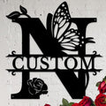 Personalized Custom Letter Name metal Signs,Custom Black Letter Monogram Wall Art Decor,Metal Signs Plaques Outdoor wall Decorative Signage (N)