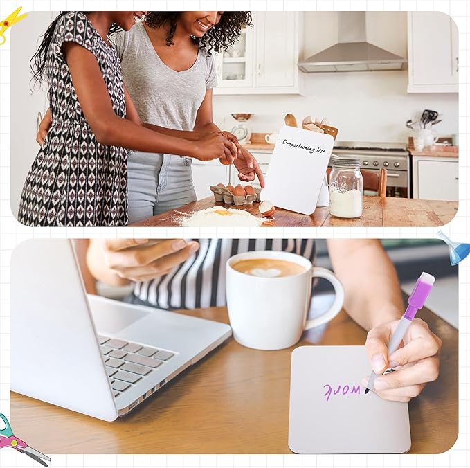 Affrolling 36 Sets Small Whiteboard Dry Erase Boards 5" x7'' Mini Double Sided Dry Erase Lap Boards with Markers Erasers Pen Holders Personal Whiteboards for Students Classroom Teacher