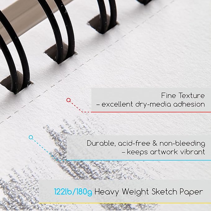 MEEDEN 6"x8" Sketchbook Paper Pad: 122lb/180gsm Spiral Bound Art Sketch Book with DIY Cover for Artists Adults - 60 Sheets Heavy Weight Hardcover Sketch Drawing Paper for Painting Sketching Writing