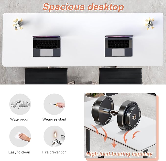 Conference Table Flip Top Mobile Conference Room Tables,Folding Conference Table with Wheels,Large Meeting Training Seminar Table Saving Space for Office Classroom(6A,55.1'')