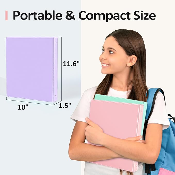BinderX Extra Durable 3 Ring Binder, Round Ring 2 Inch Binders, Fits 450 Sheets of 8.5x11 Paper, Customizable View Cover with Inside Pockets, Cute 2" Binder, School Supplies for Girls, Yellow