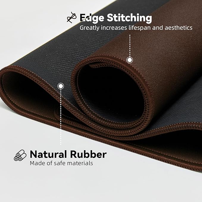 Reniteco Waterproof Large Gaming Mouse Pad with Durable Stitched Edges, Non-Slip Rubber Base, Grainy Jacquard Mouse Mat Desk Pad for Home Office Gaming, 35.4''x15.7''x0.12'', Matte Brown