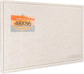 Large Bulletin Board - 48 x 36 Inches, Decorative Felt Pin Board for Wall - 4' x 3' Foldable Photo Display Board with Self-Adhesive Tape, Includes 20 Push Pins - Oatmeal