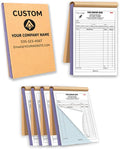 Custom Carbonless Invoice Book with Logo, Personalized Cover & Inner Pages, 2 Part NCR Receipt & Work Order Forms, Easy Tear, Writing Shield for Small Business (2-Part [White/Blue], 10.24 * 7.48INCH)