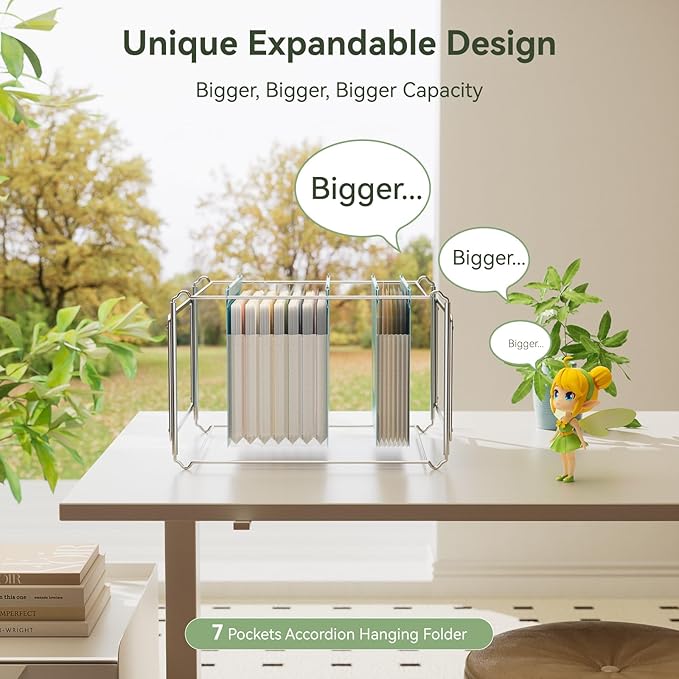 EcoStash Wheat Straw Expanding Hanging File Folders,1.2" Accordion Pockets File Organizer, Large Capacity, Letter Size for Filing Cabinet, 100% BPA Free, Return to Nature, Healthy Living-3 Packs