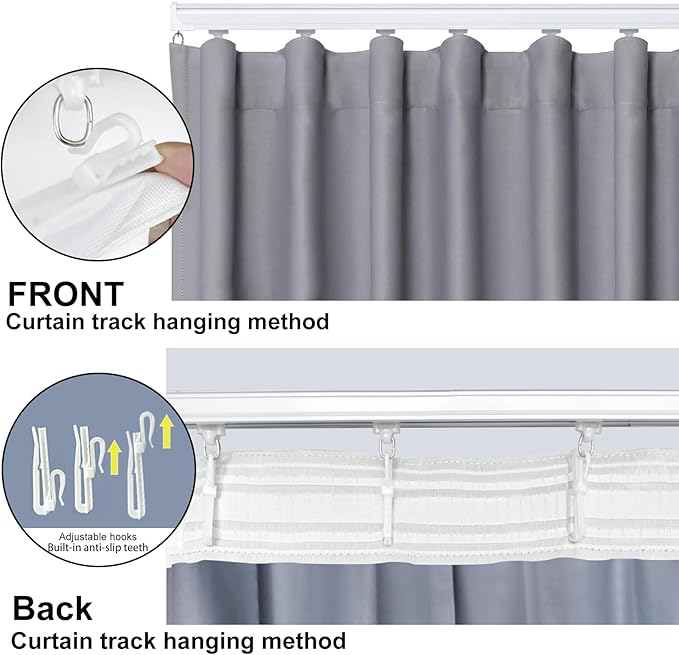 Cbsroro Room Divider Blackout Curtain Track Curtains Wall Dividers Panels Screen for Living Rooms Bedroom Office Privacy Partition Separation, W100 × L96 Inch,1 Panel, Light Grey