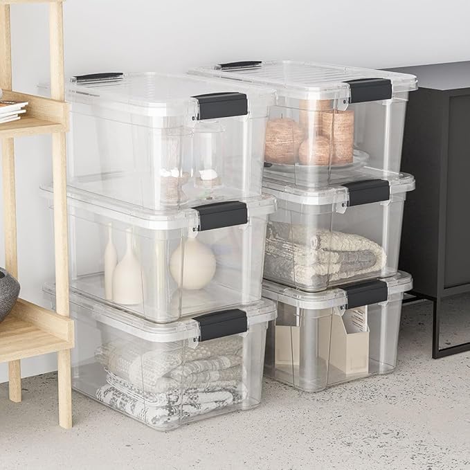 Superio Storage Bins with Lids- 2 Pack, 21 Qt Clear Boxes for Organizing, Stackable Plastic Containers- BPA Free, Non-Toxic, Odor Free, Organizer for Home, Office, Dorm