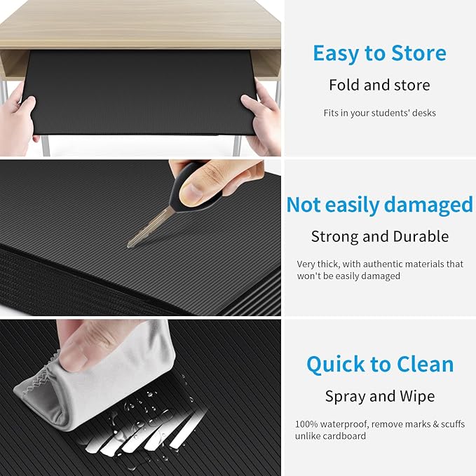 12 Pack Black Desk Dividers for Students, Privacy Shields Folder for Students, Durable & Waterproof Plastic Study Board, Classroom Teacher Supplies Test Divider, Includes Extra Labels