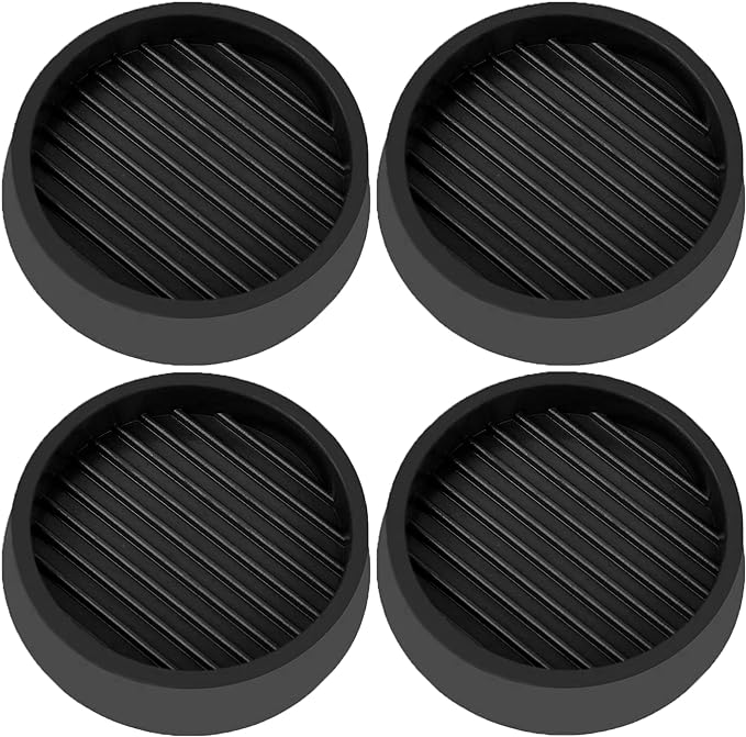 VOCOMO 4X4 Round Rubber Caster Cups, Non Slip Furniture Pads, Anti-Slip Gripper, Anti Skid Furniture Feet, Anti Slide Floor Protector for Bed Couch Table Chair Stoppers (Black, 4 Pack)