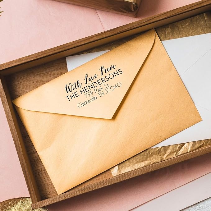 Self Inking Modern Address Stamps | Custom Return Address Stamper (with Love from, Large)