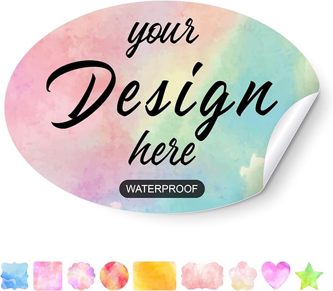 Custom Stickers Personalized Labels - Customized Stickers with Any Design Image Logo Text,Custom Stickers for Business Logo,Custom Thank You Label Stickers,100 Labels (Oval,5"x3")
