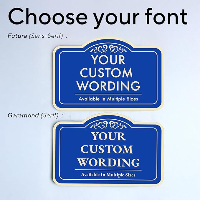 Custom Decorative Outdoor Metal Sign - Personalized Aluminum Driveway Sign, Waterproof, Made In USA - Design 1 Blue Steel 24x18 In