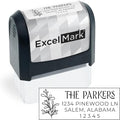 ExcelMark Address Stamp - Custom Return Address Stamp with Elegant Designs, Vibrant Colors & Patterns – Perfect for Mail, Invitations & Gifts (Black Mount, Foliage Edge)