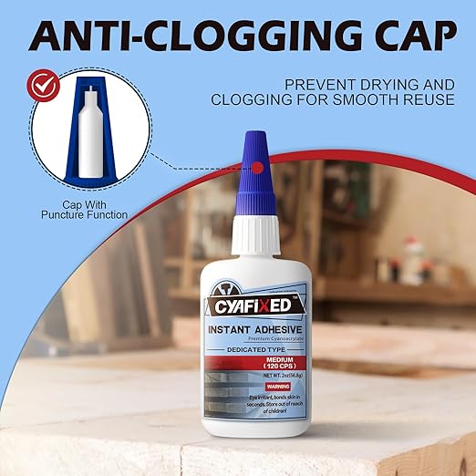 CYAFIXED Professional Grade Cyanoacrylate Super Glue, Medium Viscosity CA Glue for Woodworking, 2 oz. (56.8 Grams) - Instant Adhesive for Woodturning, Pen Turning, Hobby Models & Most Wood Bonding