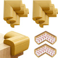 8 Pack Large Table Corner Protector for Kids, Baby Proofing Soft Rubber Foam Cushion Corner Covers, Heavy-Duty Corner Bumper Guards for Furniture Stair Cabinet Fireplace - Pre-Taped, Light Brown