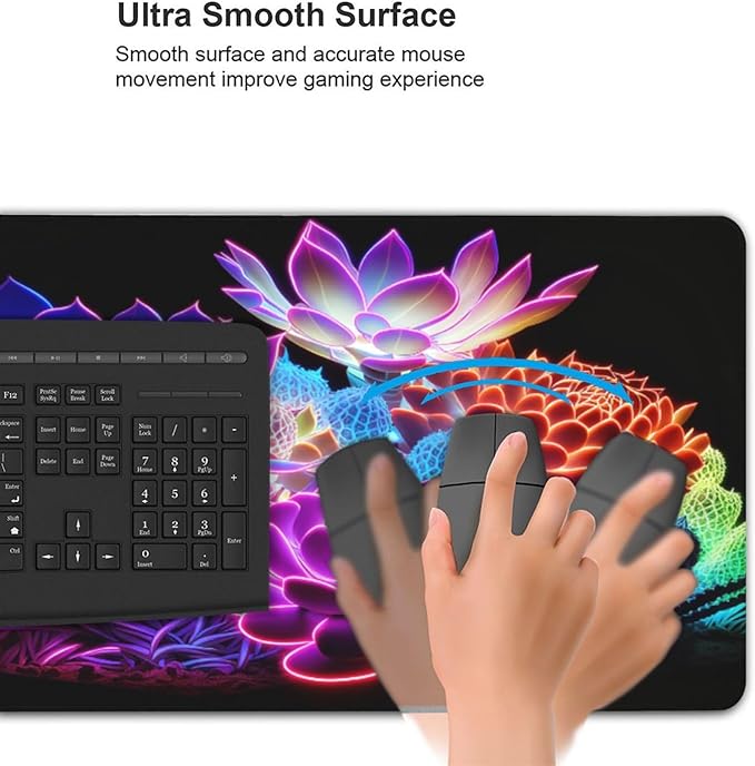 Gaming Mouse Pad,Large Mouse Pads for Desk,Non-Slip Rubber Base Extended Mousepad,XXL Keyboard Mouse Mat,Stitched Edges Computer Keyboard Desk Pad,35.4x15.8inch,Colorful Succulents