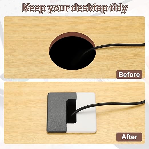 PATIKIL 2.8inch Desk Grommet, 6Pcs Cable Grommet Wire Management Cable Hole Cover Cord Organizer for Office Home Table Countertop, White Grey