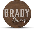Custom Round Nursery Name Sign, Personalized Wooden Wall Plaque, 12" 18" 24", 30" 3D Wall Art for Children & Kids Rooms, Baby Shower, Hickory Hollow Designs (Brady Owen)