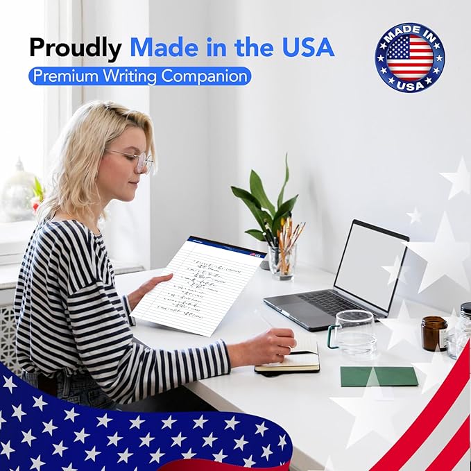 WritePads Legal note pads 8.5"x11" Legal Pads,Wide Ruled,White Paper,12 Pack,50 Sheets Per Writing Pad,Micro perforated Writing Pad,BL-MWT50W-12PAD