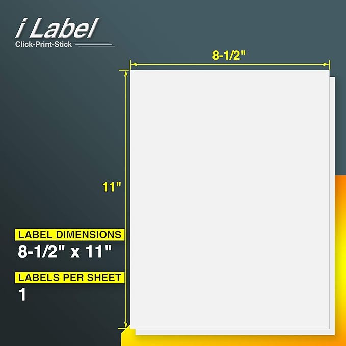 8.5" x 11" Full Sheet Label Sticker Paper for Laser & Inkjet Printers [150 Sheets,150 Labels]