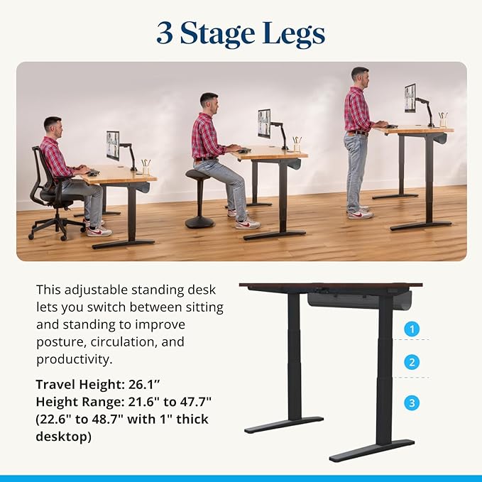 UPLIFTDESK V3 2-Leg White Laminate Wood Standing Desk – Adjustable Height, Advanced 1-Touch Memory Keypad, Under Desk Cable Management, Wire Grommets & Rocker Board (Black C-Frame, 60 x 30 inch)