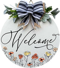 Wood front door sign Wood sign Home decor Welcome sign Sign for front door House warming gift Wedding gift (Wildflower 3.0-UV026(A1) P002, 18" Width)