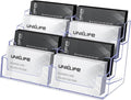 Uniclife Acrylic Business Card Holder for Desk 8 Slots Clear Business Card Display Stand for Men & Women Desktop Business Card Organizer Card Stand for Office Home Exhibition, 480 Card Capacity