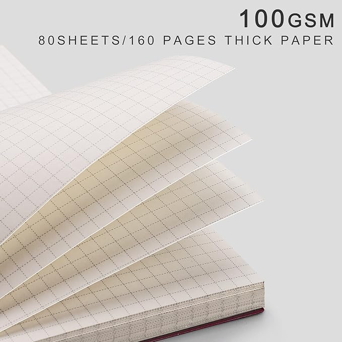 EMSHOI Graph Paper Spiral Notebook 7.48" x 10.15" - 2 Pack 320 Pages 100gsm Thick Grid Paper, B5 Graph Paper Notebook, Plastic Hardcover Journals for Writing Engineering Graphing Work School Supplies