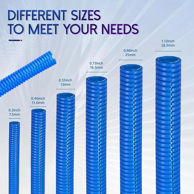 Split Wire Loom Tubing, 10,25ft Cord Protectors from Pets No Chew, Flexible Wire Covers Cord Protectors, Protective Split Cable Sleeve for Automotive Home Industrial Wires(Blue, 0.98inch-10ft)