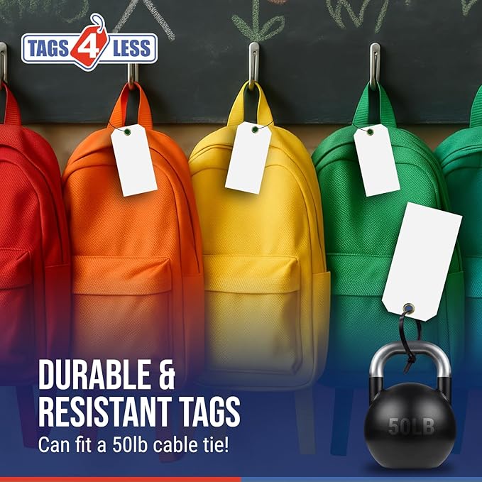 Tags 4 Less 15 Mil Waterproof Plastic Tags, Pack of 100 – 2” x 4” Heavy Duty Plastic Tags for Labeling, Outdoor Tagging, Equipment Labeling, Luggage, Valves & More (Orange)
