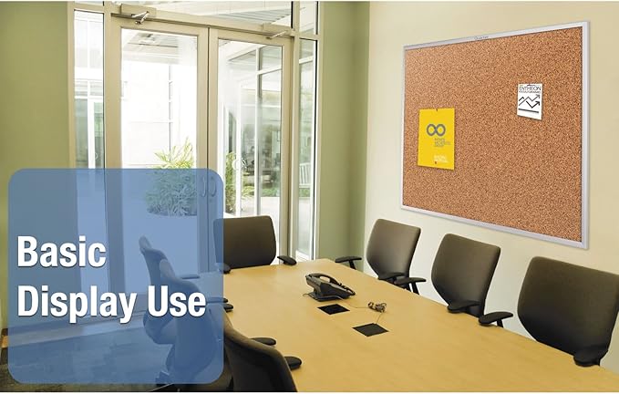 Quartet Cork Board, Bulletin Board, 6' x 4' Corkboard, Aluminum Frame, Silver (2307)