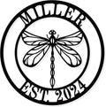 Custom Dragonfly Metal Sign, Tropical Dragonfly Garden Art, Metal Last Name Monogram, Garden Hanging Decoration, Gift For Her, Address Sign