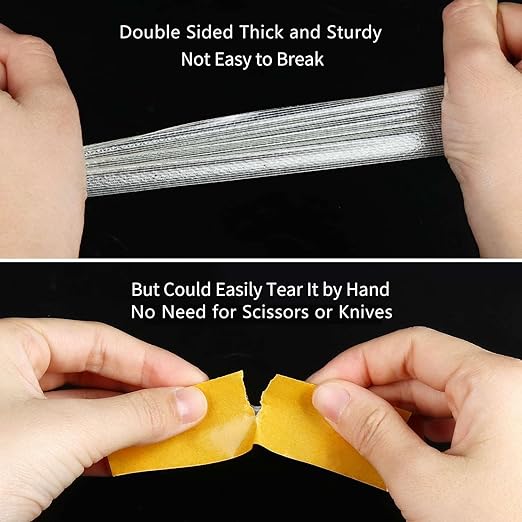 MILEQEE 5Pack Double Sided Tape Heavy Duty, 2in x 66FT (330FT Total), Super Sticky Resistente Clear Tape, Universal High Tack Strong Wall Adhesive with Fiberglass Mesh,Easy Use Mounting Tape