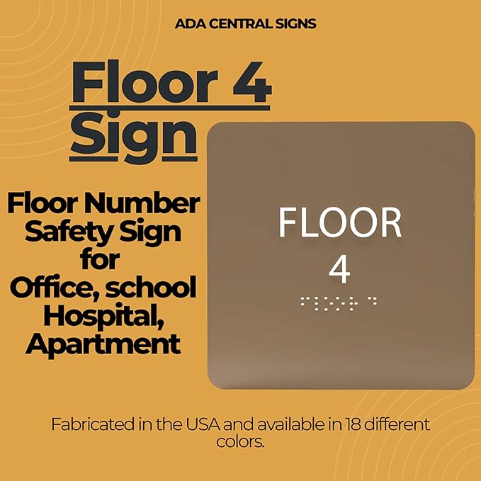 Forest ADA Floor 4 Sign with Braille – Made from Durable Acrylic and Ready to Mount
