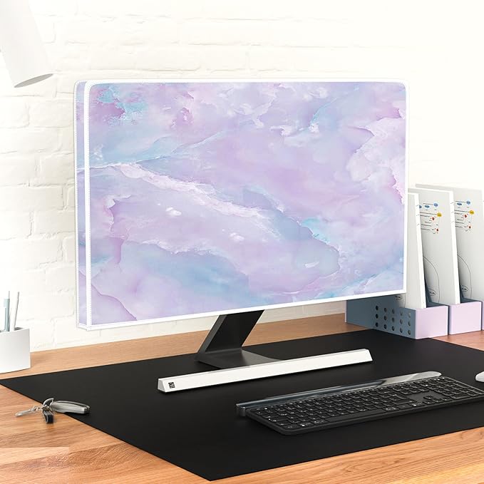 Baocicco Violet Marble Waterproof 50, 51, 52 Inch TV Dust Cover Anti-Static Dustproof Abstract Creative Desigen Television Accessories TV LCD Screen Texture TV Decoration for LED LCD OLED TVs