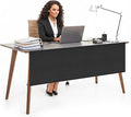 HolyMaji 60" Under Desk Privacy Panel Self-Adhesive Modesty Panel 600D Heavy Duty Desk Skirt Privacy Divider for Office Home or Standing Workstation Concealer Shield