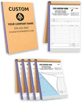 Custom Carbonless Invoice Book with Logo, Personalized Cover & Inner Pages, 2 Part NCR Receipt & Work Order Forms, Easy Tear, Writing Shield for Small Business (2-Part [White/Blue], 11.8x8.3INCH)
