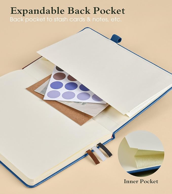 PAIBAS Lined Journal Notebook for Women Men, 160 Pages, A5 Hardcover Vintage Leather Journaling Notebooks for Work, School, Note Taking, Travel, Bible Study, Daily Diary for Writing 5.8"x8.5" (Navy)