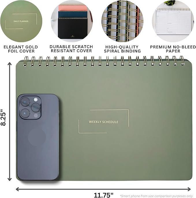 Merely Home Undated Weekly Business Planner | 8.25” x 11.75” ADHD Organizer | Premium Multi-Layout Schedule | Navy | Landscape Layout